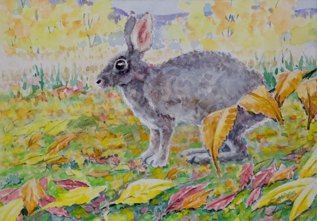 Bunny and Fall Leaves by Linda Eades Blackburn 