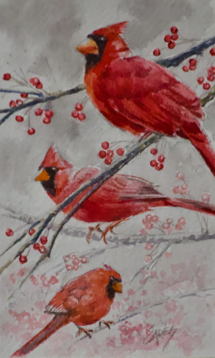 Cardinal Trio by Linda Eades Blackburn 