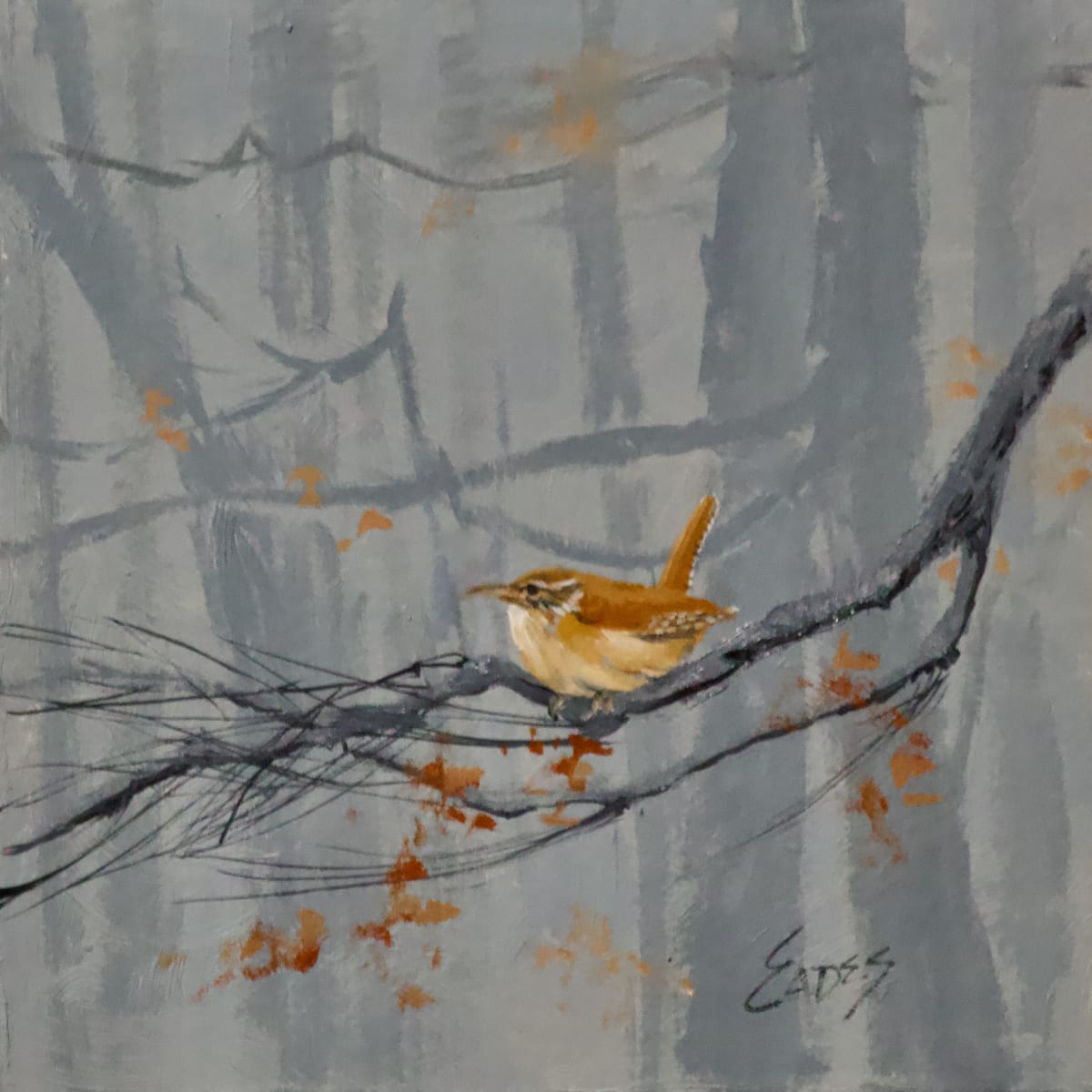 Carolina Wren in Winter Fog by Linda Eades Blackburn 