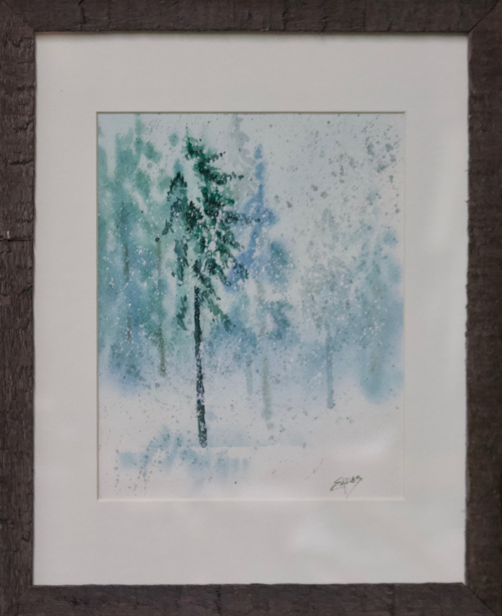 Pines in a Snow Storm by Linda Eades Blackburn 