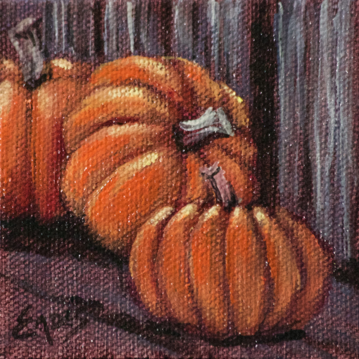 Pumpkins on the Shelf by Linda Eades Blackburn 