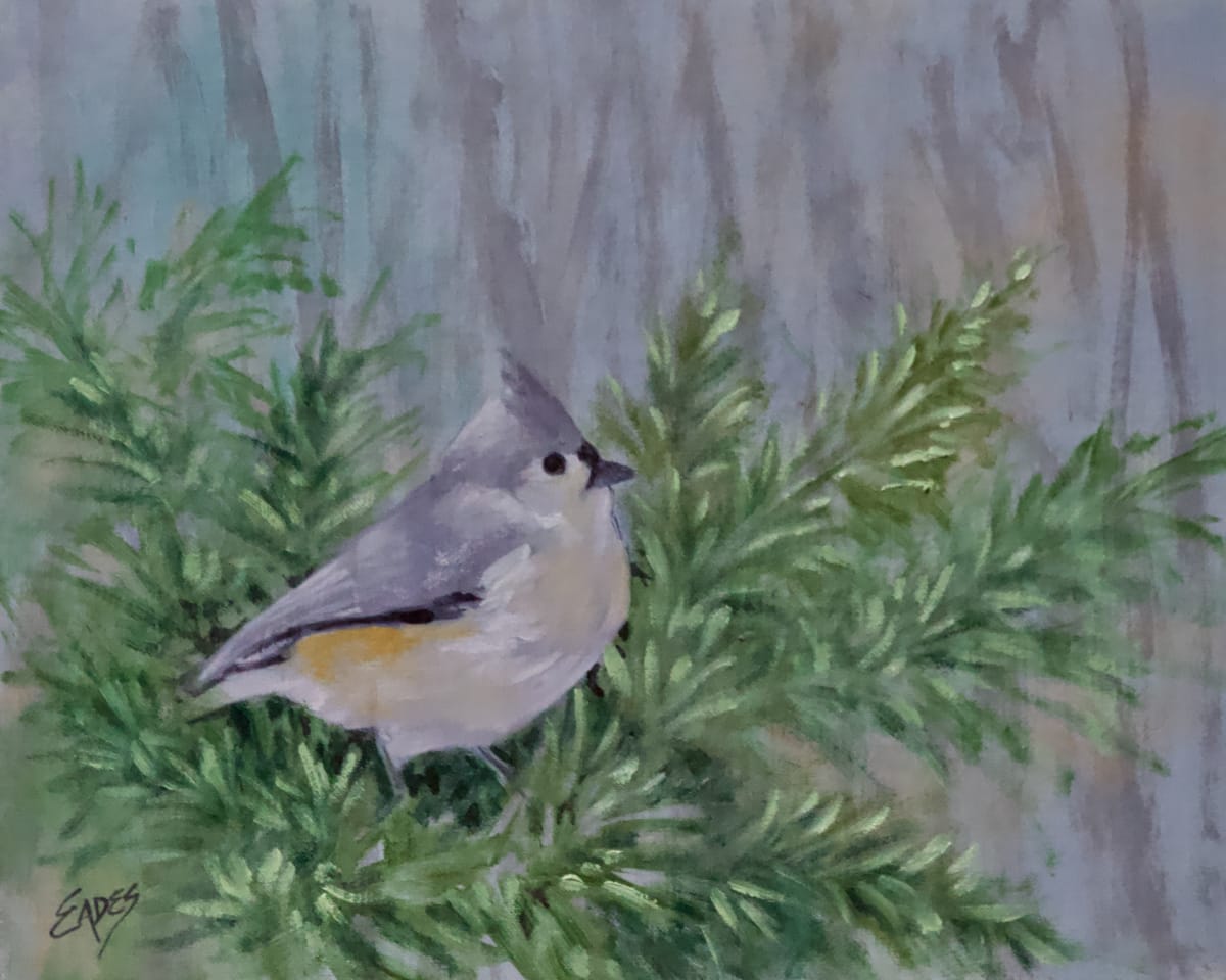 Titmouse in Winter Fog by Linda Eades Blackburn 