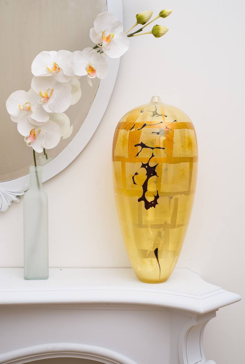 Yellow/Black Tall Amphora by Fred Kaemmer, Image 1.