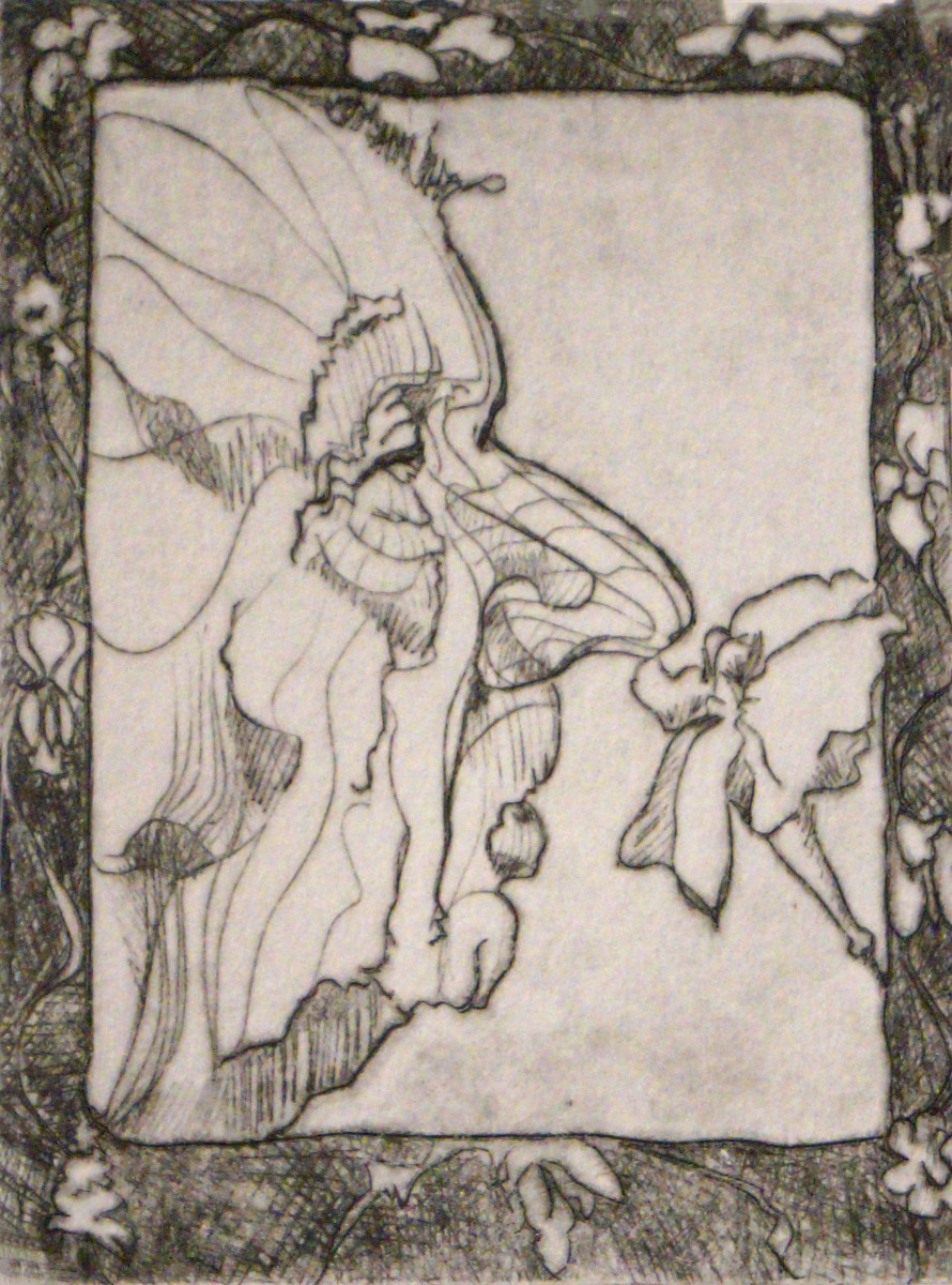 Old Man with Flower by Janet  Woelfle 