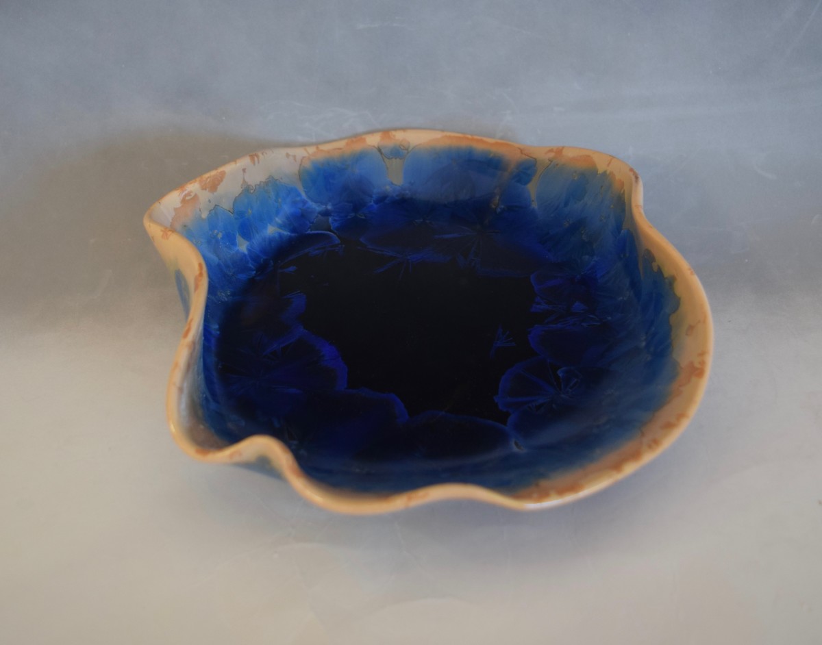 Blue with brown  Sculpture Bowl by Nichole Vikdal 