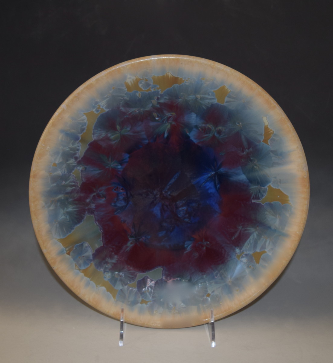 Large Blue and Red Plate by Nichole Vikdal 