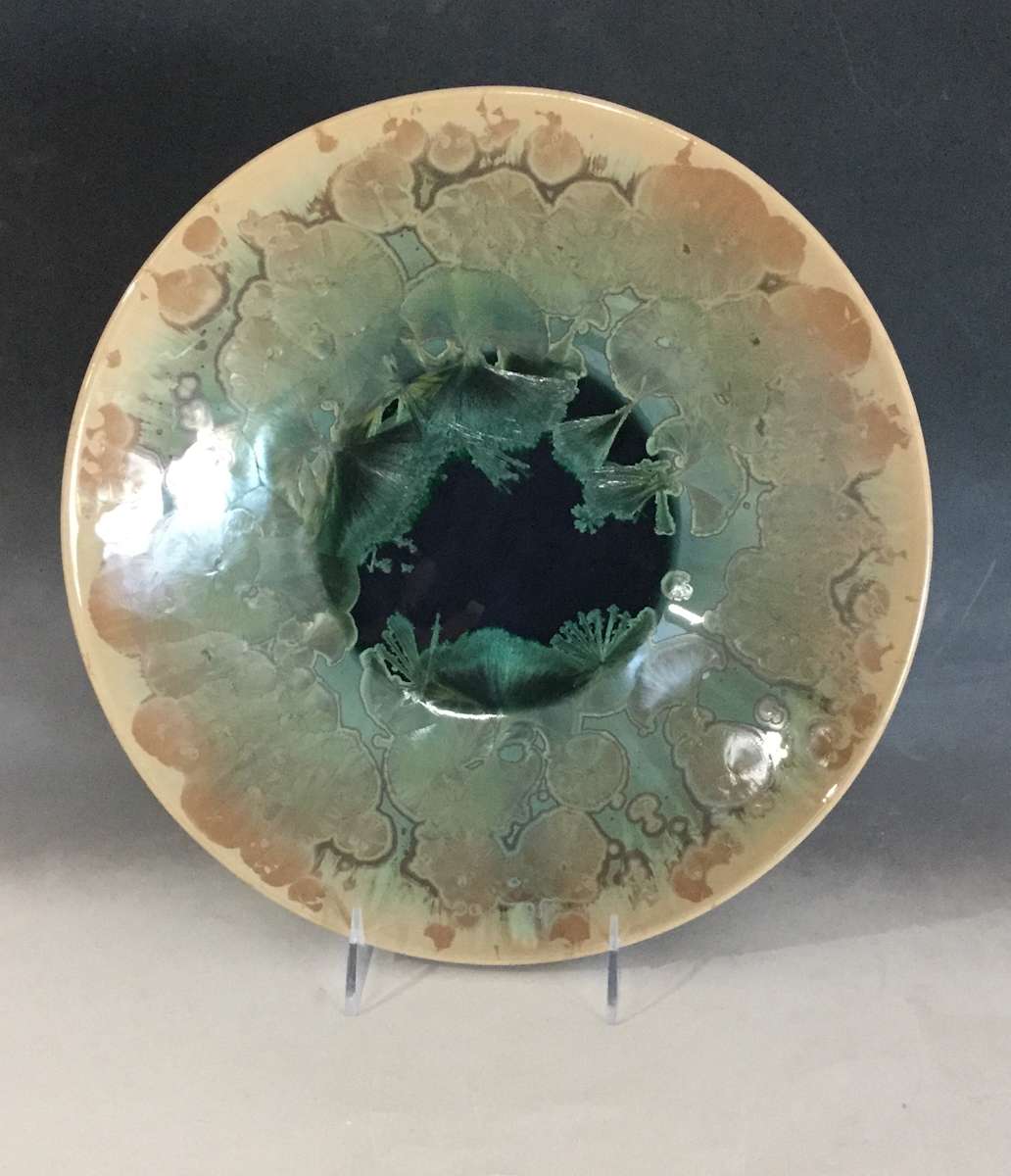 Large Green w/brown plate by Nichole Vikdal, Image 1.