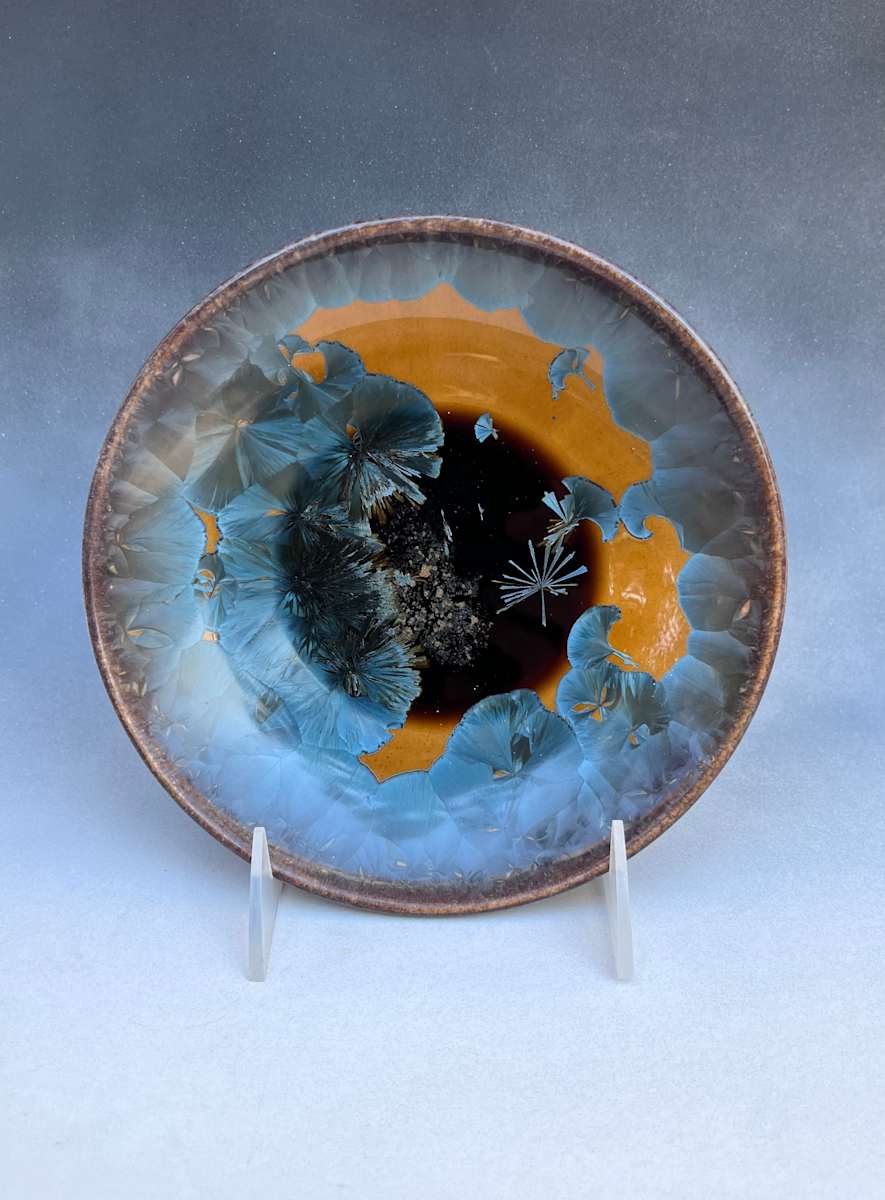 Orange with Blue Crystal Plate by Nichole Vikdal, Image 1.