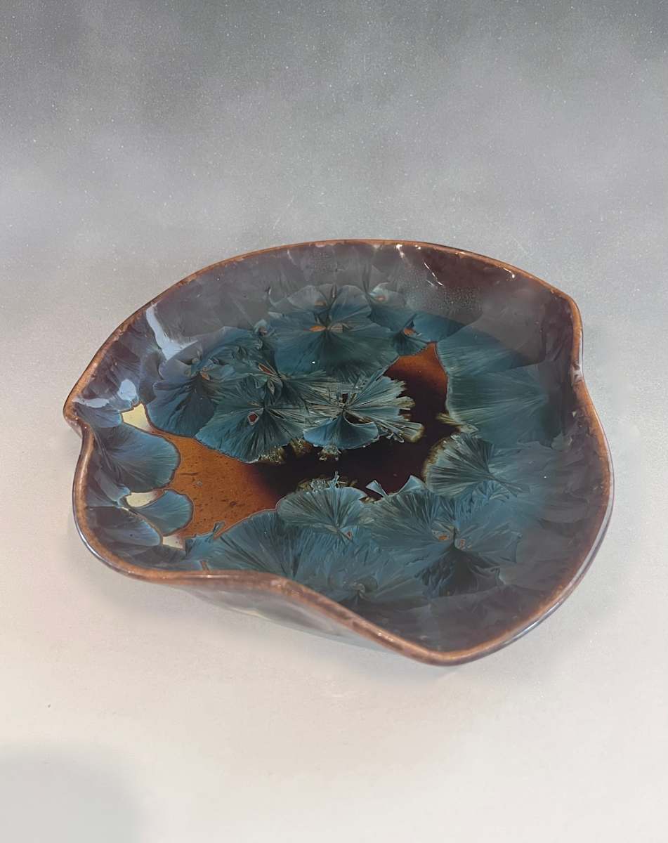 Blue with Orange Sculpture Plate by Nichole Vikdal, Image 1.