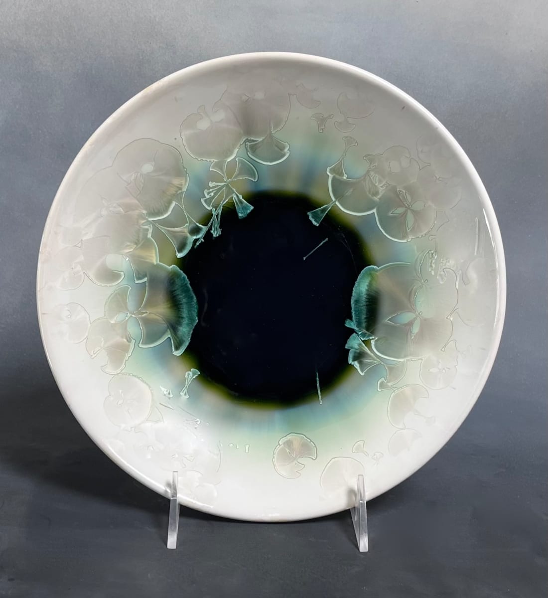 Medium Green and White Plate by Nichole Vikdal 