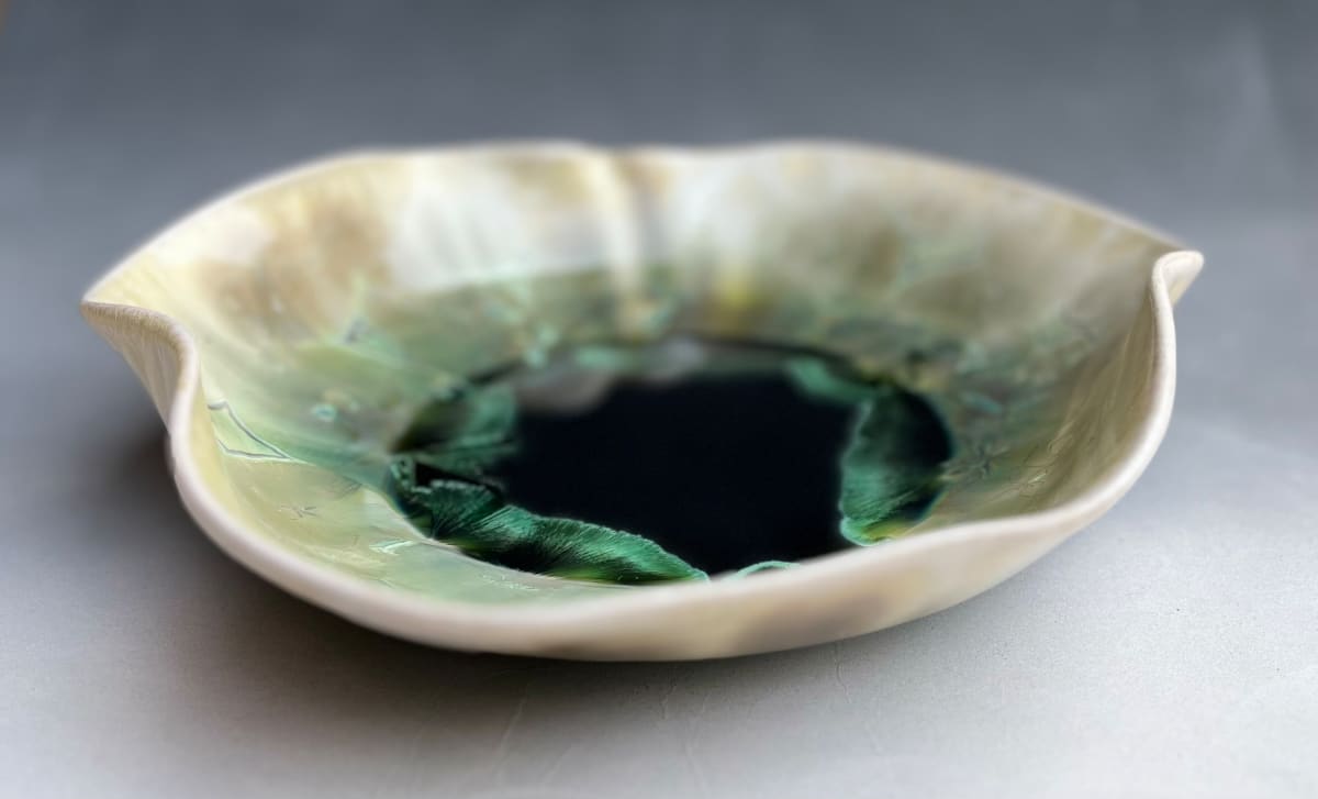 Green and White Sculpture Bowl by Nichole Vikdal 