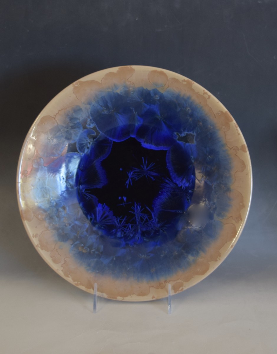 Large Blue with Brown Plate by Nichole Vikdal 