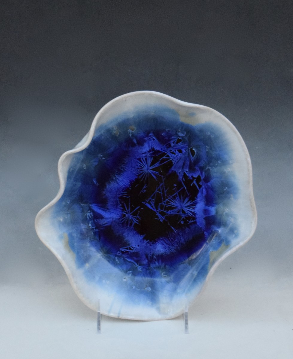 Blue with White  Sculpture Bowl by Nichole Vikdal 