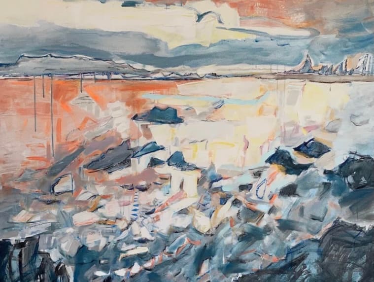 Sunset Inspired at Mount , by Stella Clark  Image: Large piece measuring 100 high by 130 deep