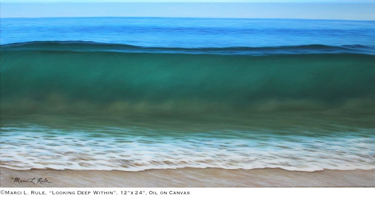 Looking Deep Within - original oil, white frame by Marci Rule  Image: Looking Deep Within, Framed original oil painting