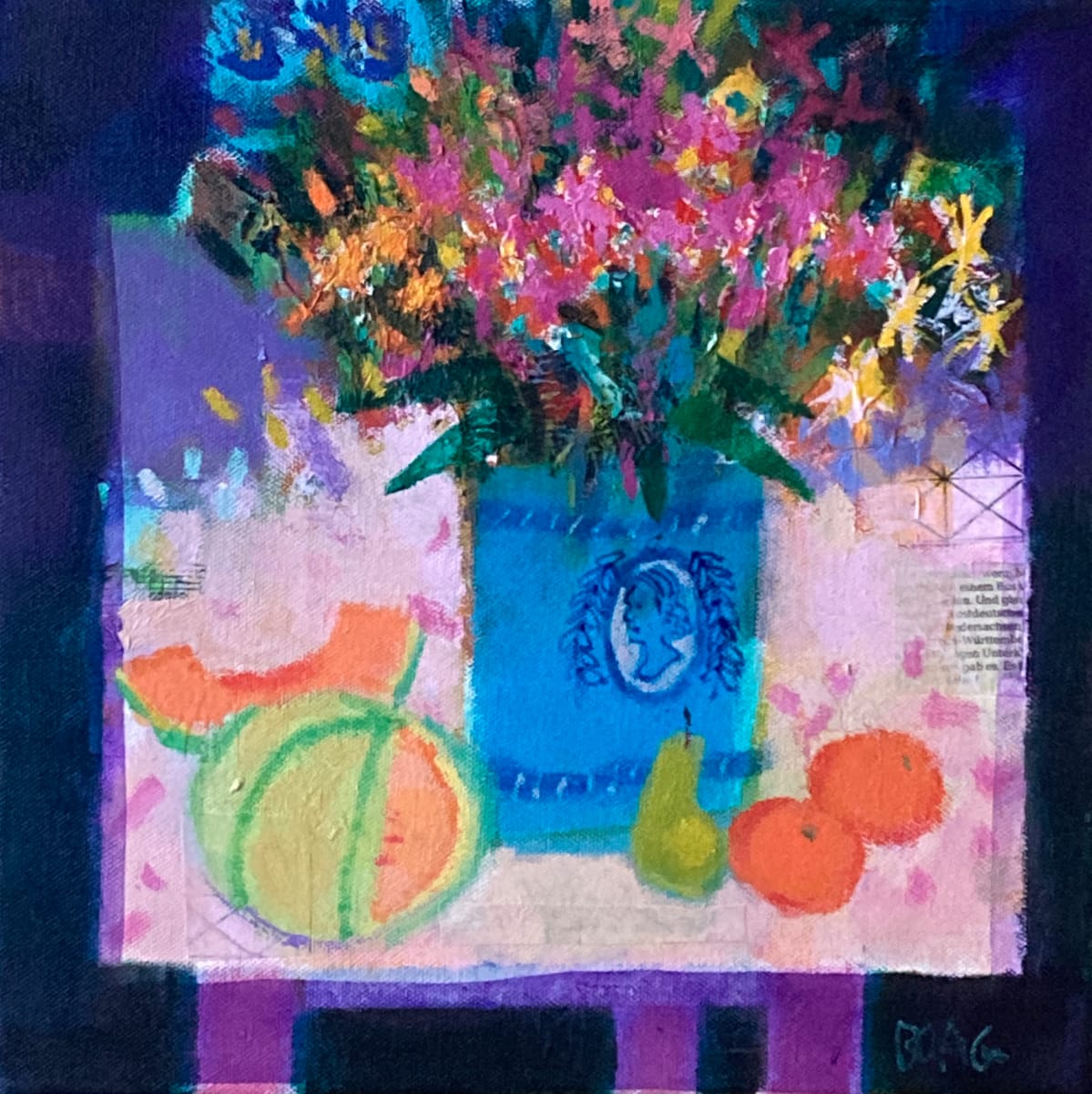 Blue vase and melon by francis boag, Image 1.