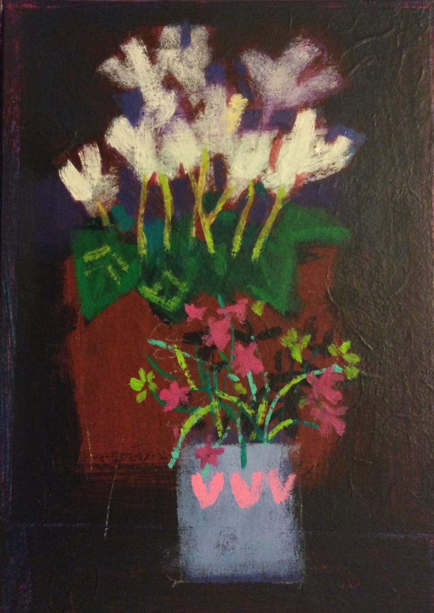 Cyclamen and wild flowers by francis boag 