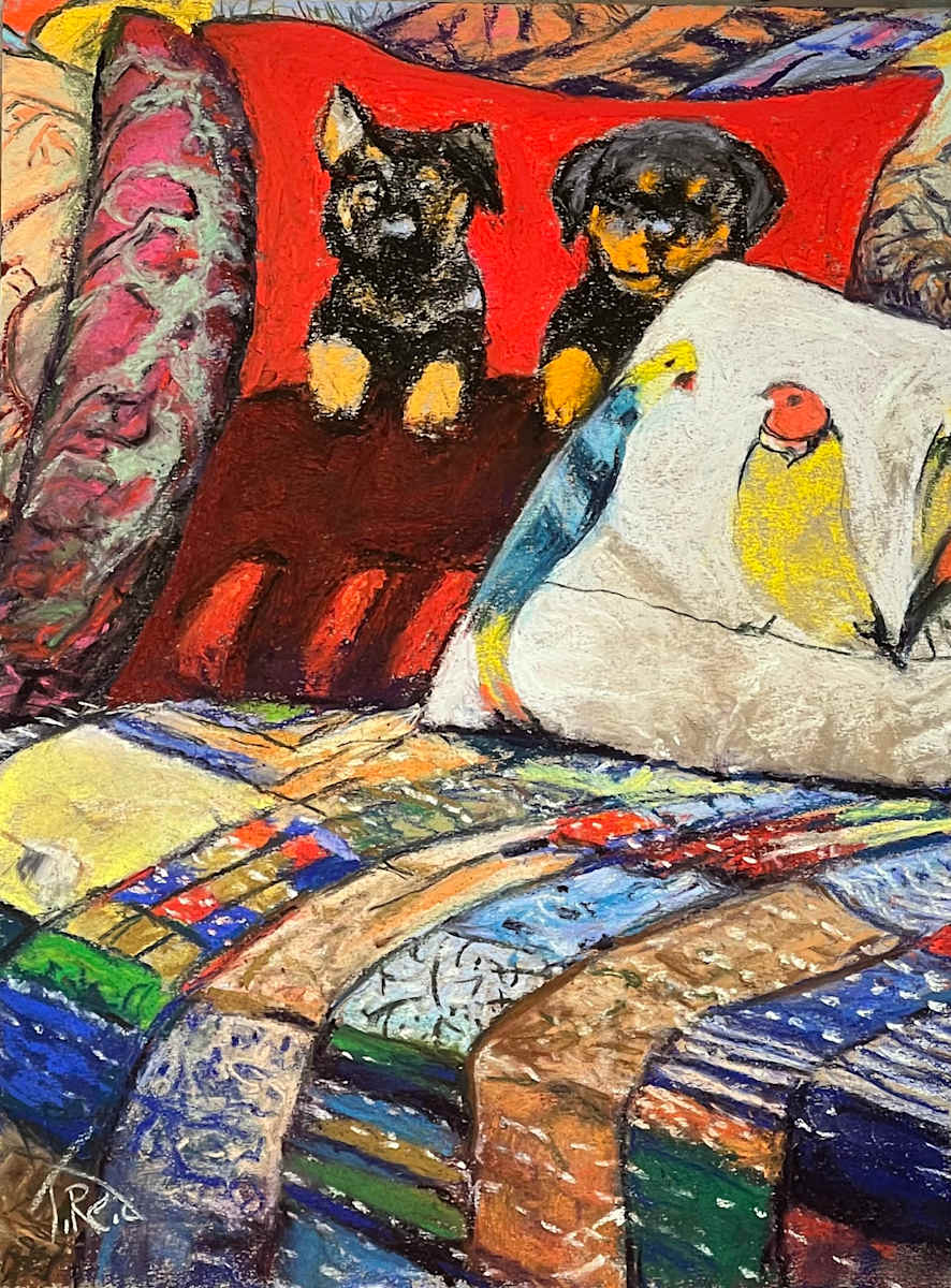 2025/100. Two Pup Pillow by Toby Reid, Image 1.