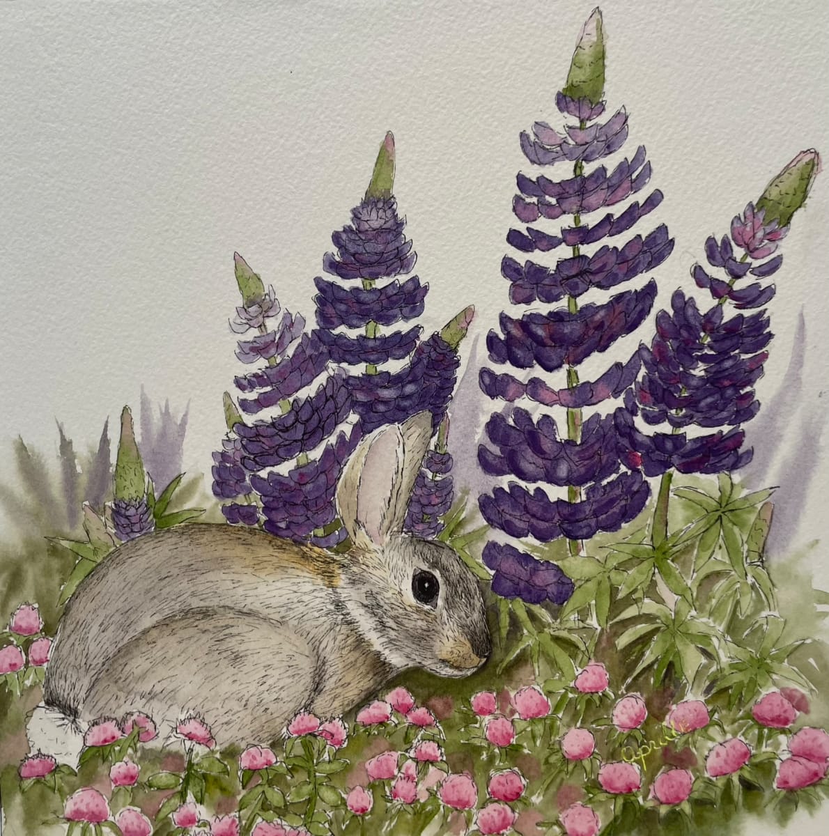 Bunny and Lupines by Aprille Janes 
