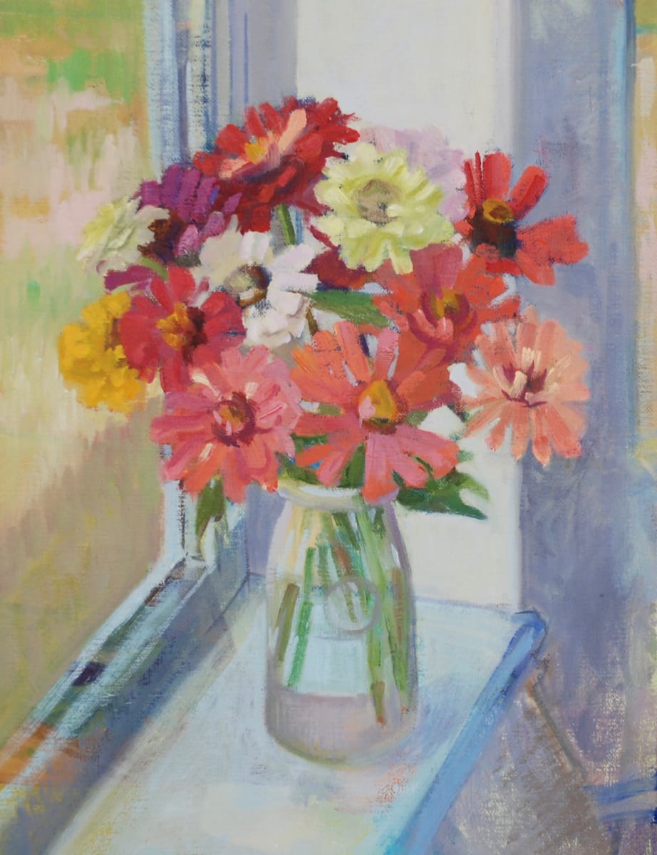 Bright Zinnias by Phoebe Twichell Peterson 