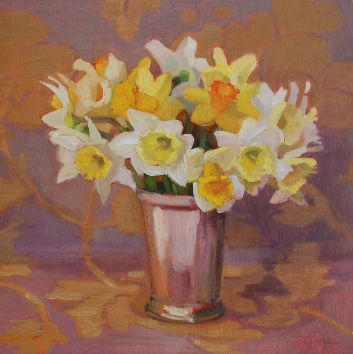 Daffodils on Lavender and Ochre by Phoebe Twichell Peterson 