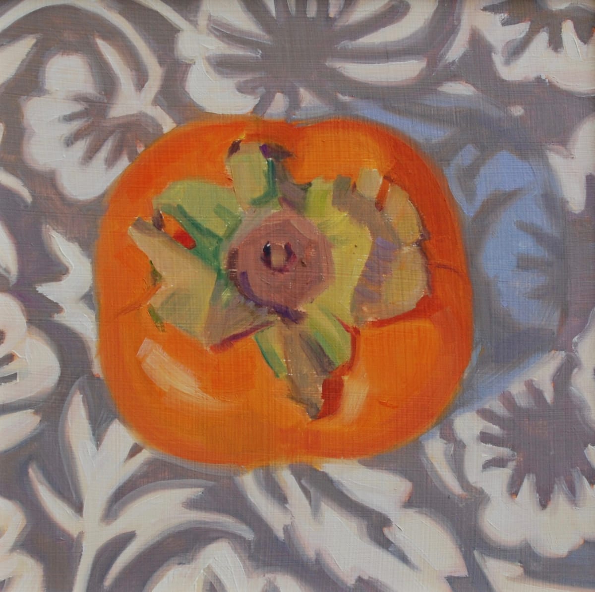 Persimmon on Grey and White Pattern 