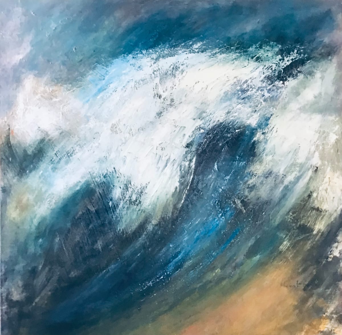 High Seas by Marina Emphietzi  Image: Marina is well known for her evocative seascape paintings. Her works depict strong emotions and intense energy while also telling a story. They serve as a metaphor for our passing through life and living in a world where materialism and technology are dominant; they convey feelings of memory, time, happiness, sorrow, and even "nostos" (the Greek word for "homecoming"). Her paintings, created with vigour, have playful textures and a modern art style. They bring up faded memories of being near water, the sound of rumbling waves, and the sensation of a warm breeze across skin. Her artworks, a metaphor for the transient human experience, suggest that we flow through life, ever-changing. Marina wants her art to relate to our human desire to hold onto our memories across time.