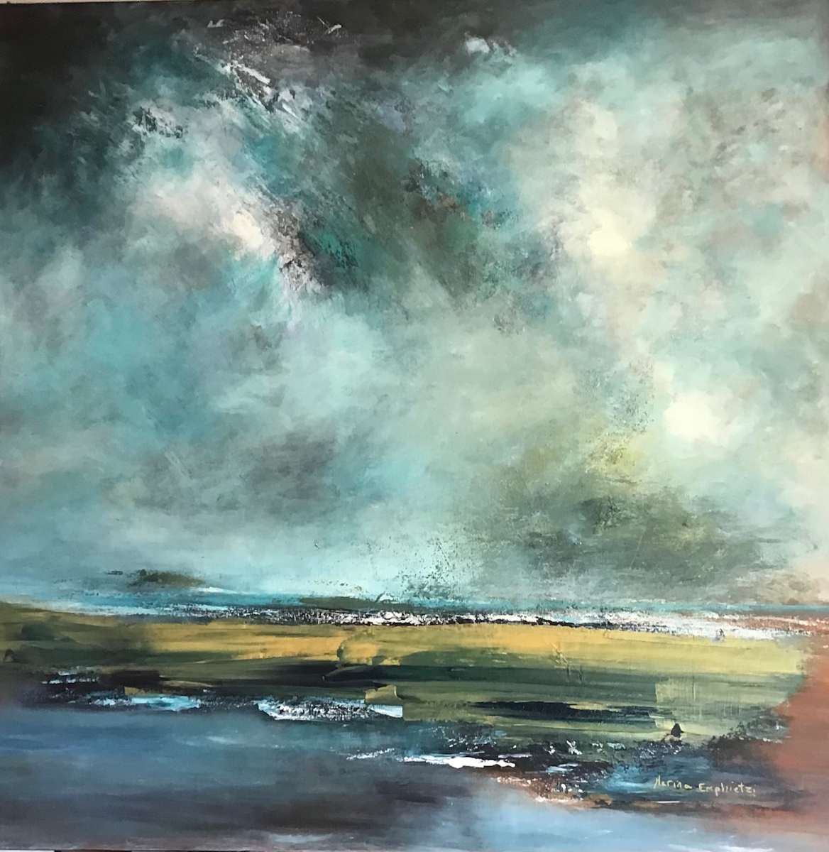 'Tempest Of Life' by Marina Emphietzi  Image: "Tempest of Life"
This piece speaks to the quiet turbulence we all navigate—the ebb and flow of daily life. It’s not about dramatic change, but the slow, constant shifts that shape us.
Through calm tones and layered textures, I wanted to capture those subtle moments where the ordinary becomes meaningful.

#MarinaEmphietzi #TempestOfLife #ContemporaryArt #EmotionalLandscape #ArtAndLife #VisualStorytelling