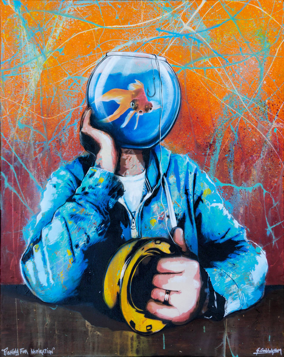 Fishing For Inspiration (self portrait as a goldfish) by Geoff Cunningham 