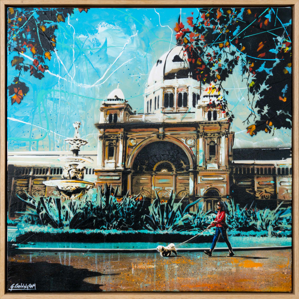 Sunday Afternoon by Geoff Cunningham  Image: The Exhibition Building in Carlton Gardens is a beautiful example of 18th century architecture, and the surrounding gardens are in constant use by Melbournians for picnics, exercise and of course dog walking!