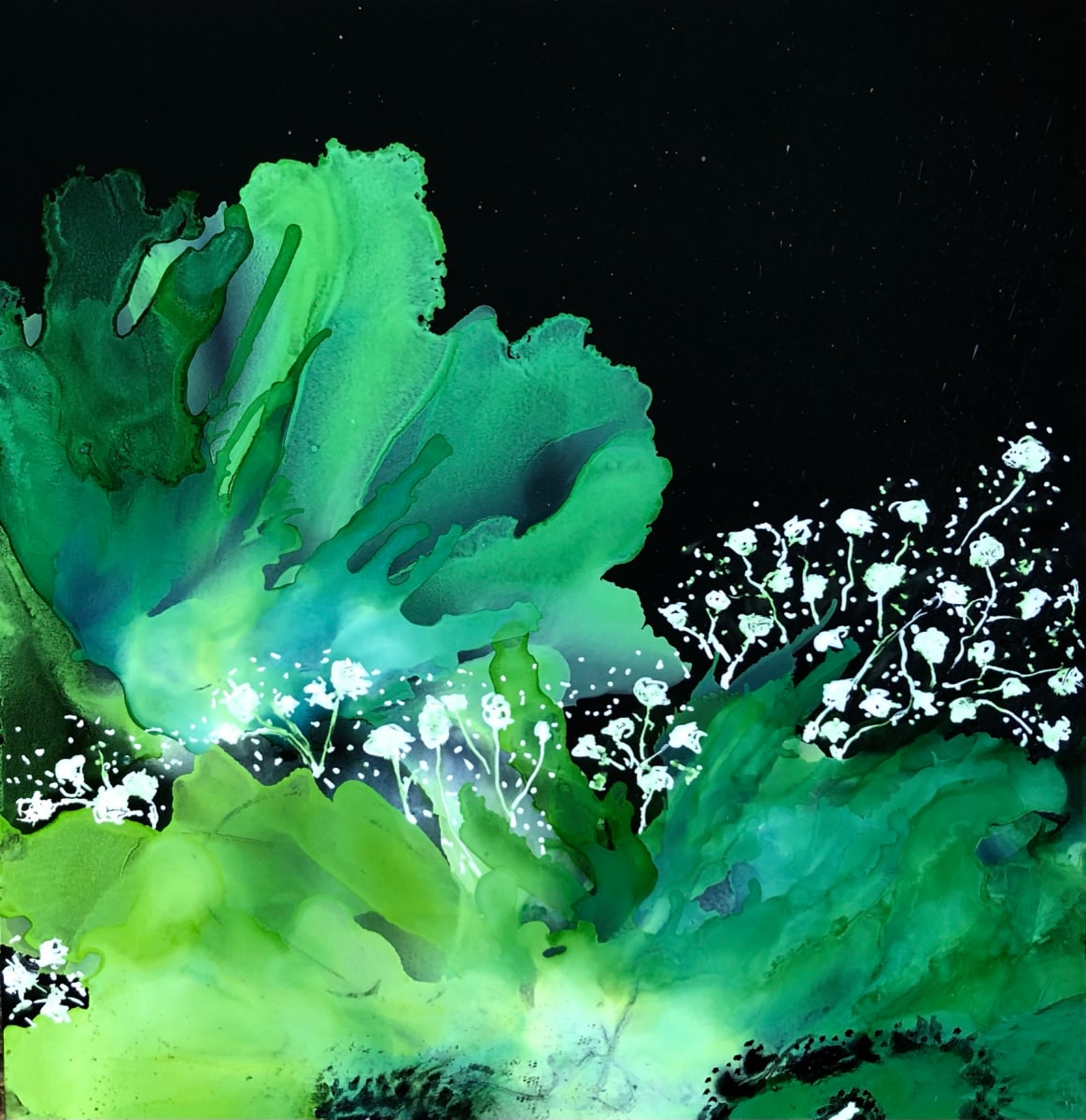 Green Floral Fantasy - Stretched Canvas Print by Debbi Estes 