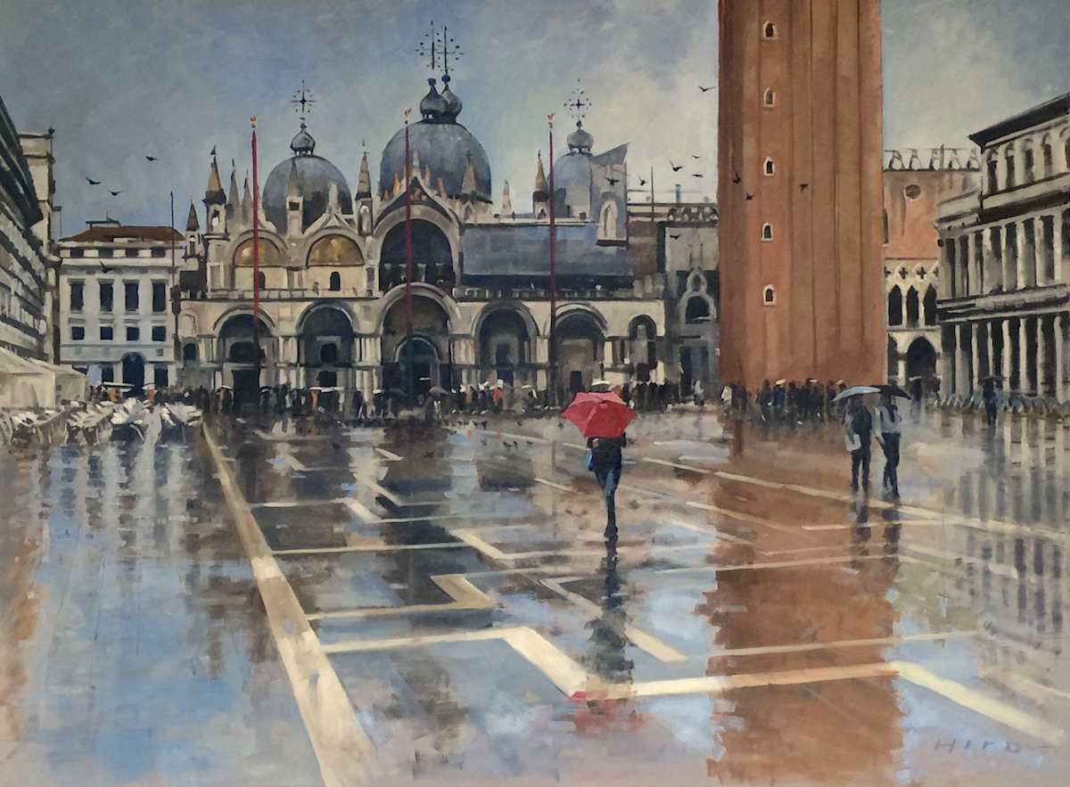 San Marco, red umbrella by Andrew Hird RSMA, Image 1.