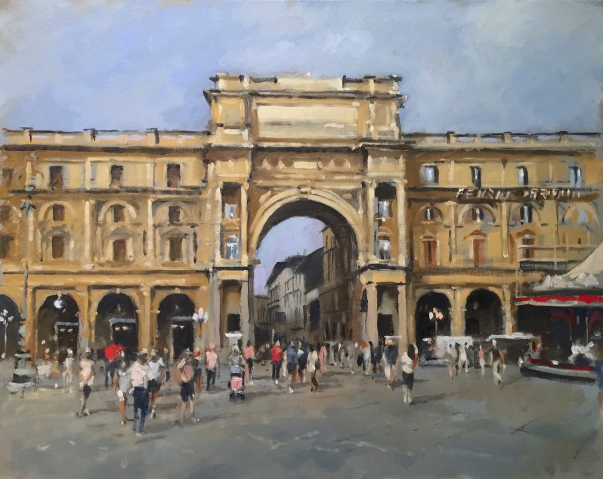 Piazza Repubblica, Florence, morning sun by Andrew Hird RSMA, Image 1.