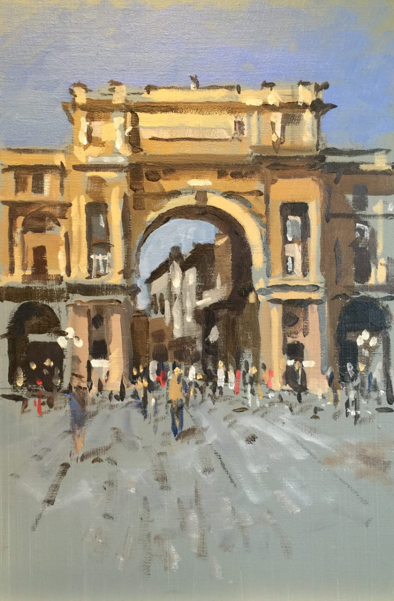 Archway, Piazza Repubblica, Florence, plein air by Andrew Hird 