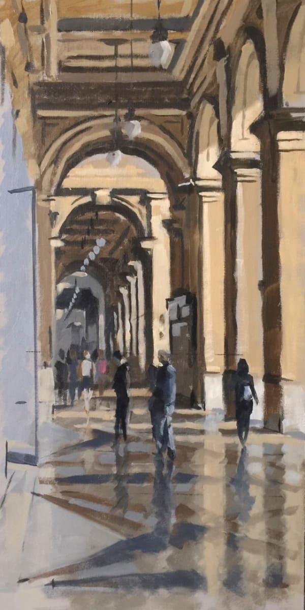 Florence arcades, Piazza Repubblica, plein air study by Andrew Hird RSMA, Image 1.