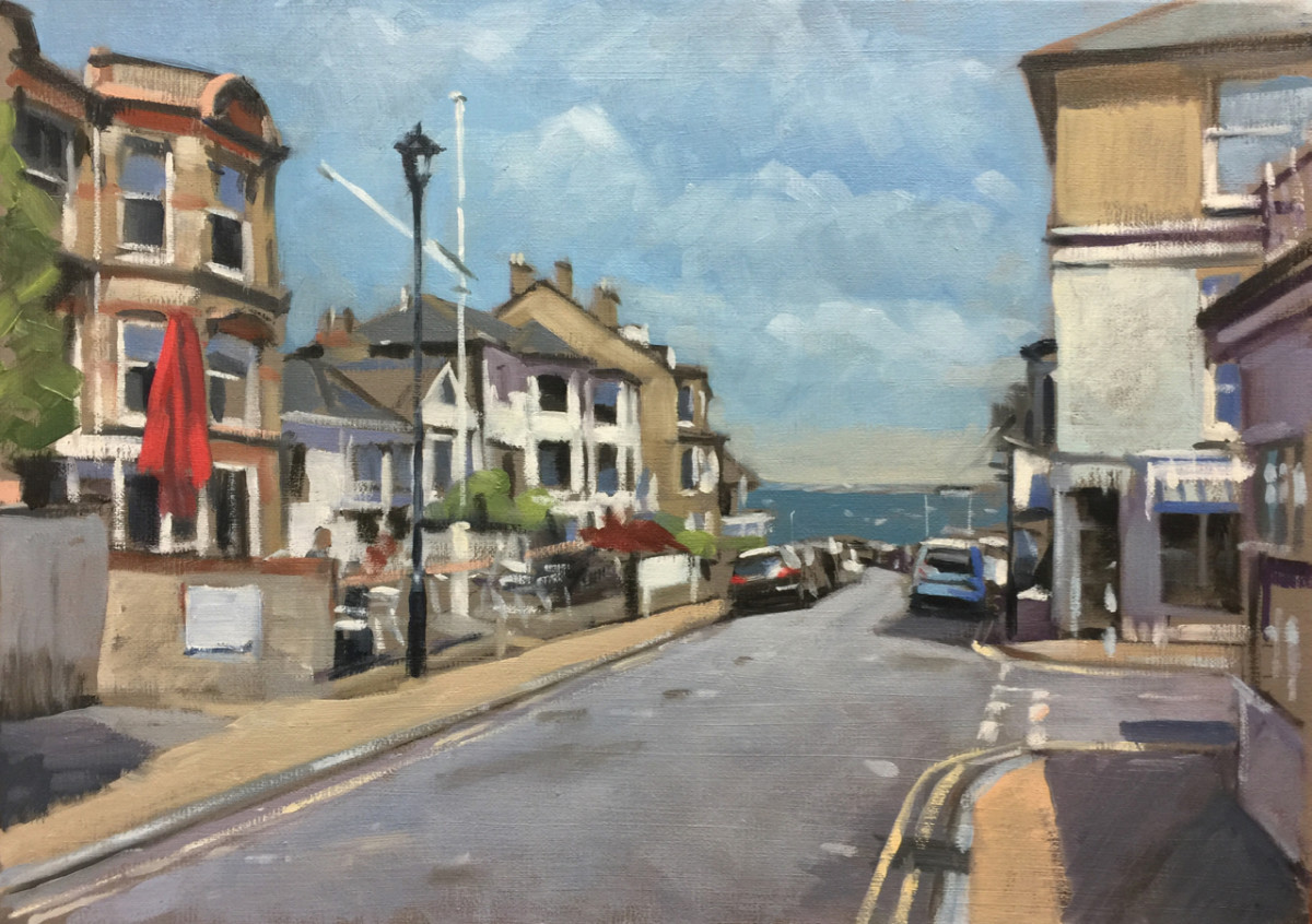 Seaview High Street, oil study by Andrew Hird 