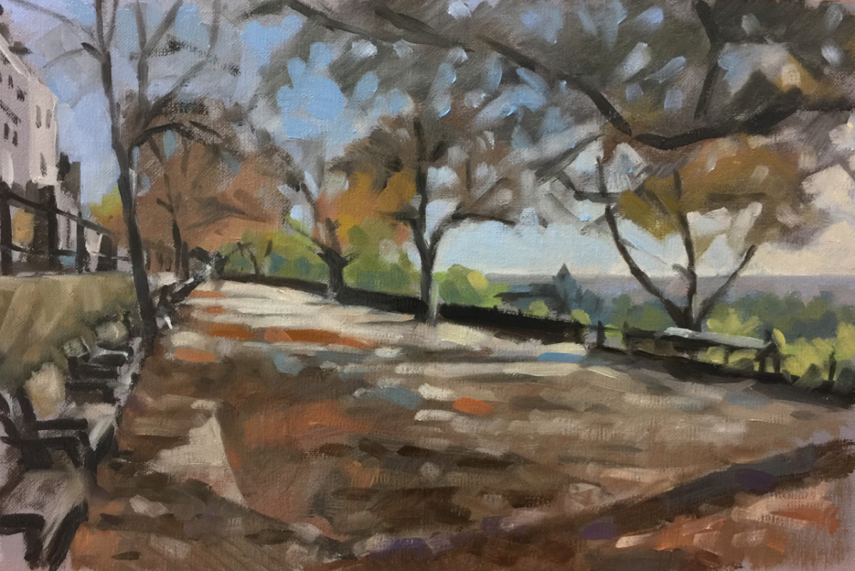 Richmond Hill, autumn afternoon oil study by Andrew Hird 