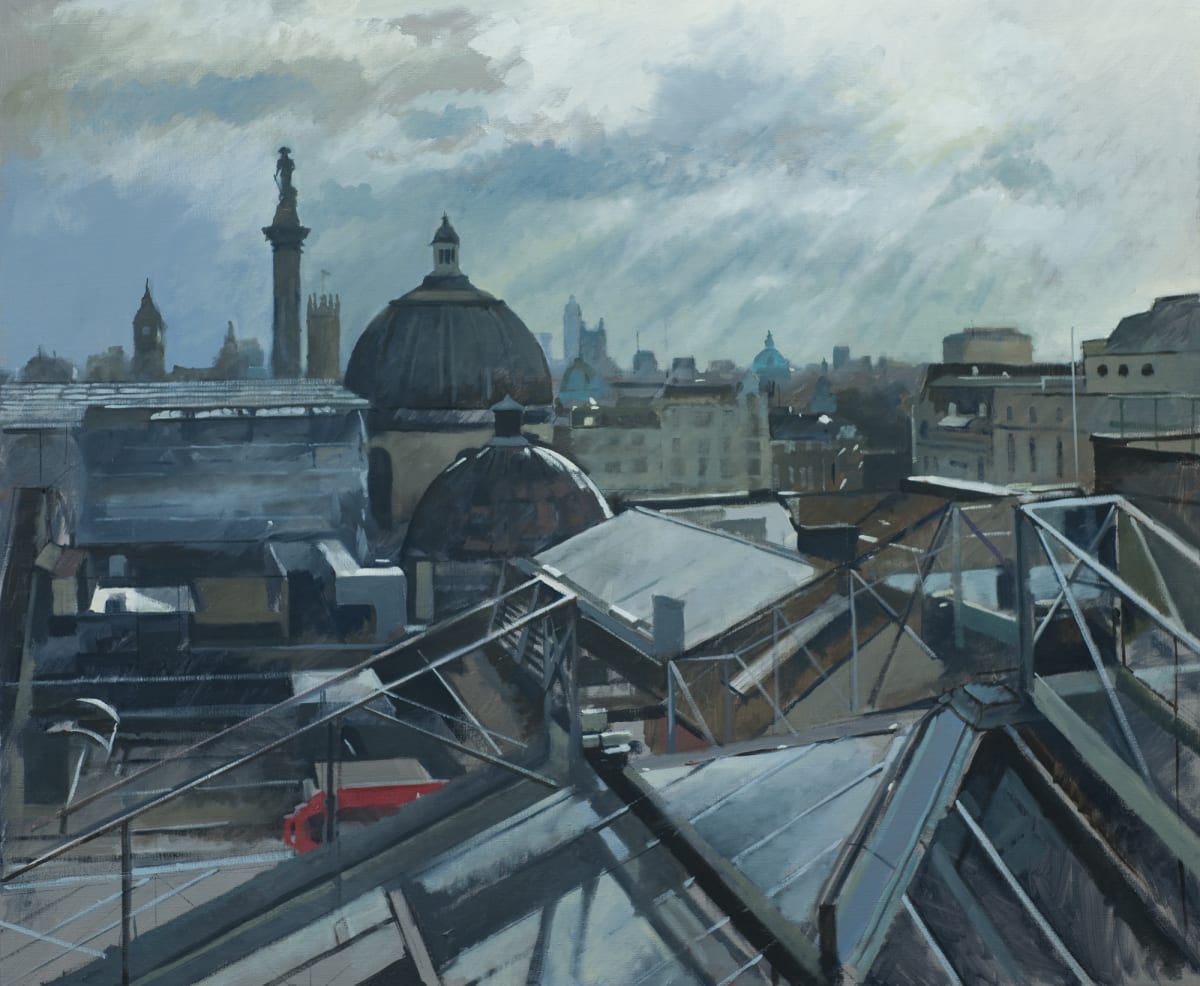 Rooftops around Trafalgar Square, winter showers brewing by Andrew Hird RSMA, Image 1.