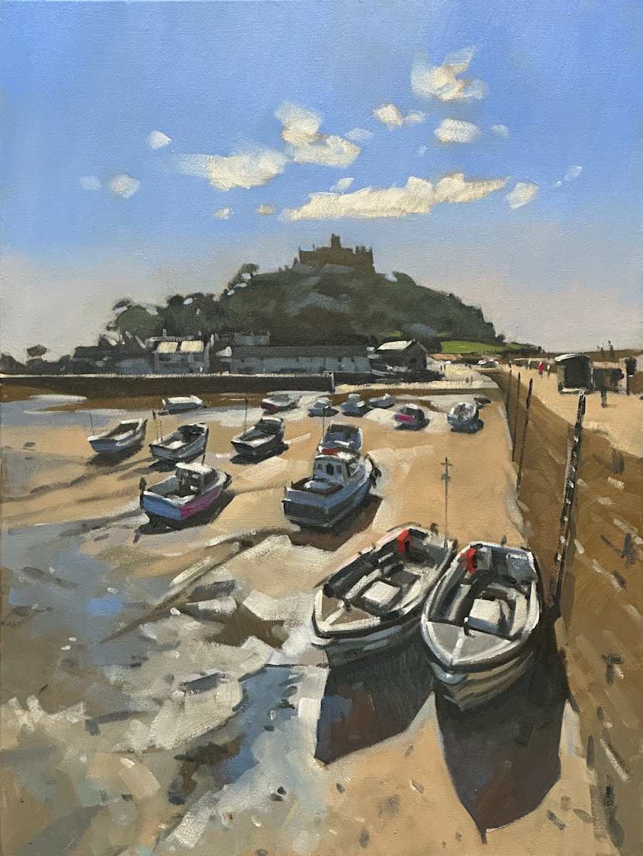 Low tide, St Michael's Mount Harbour by Andrew Hird RSMA, Image 1.