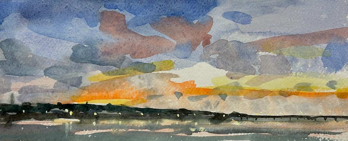 Solent sunset by Andrew Hird RSMA, Image 1.