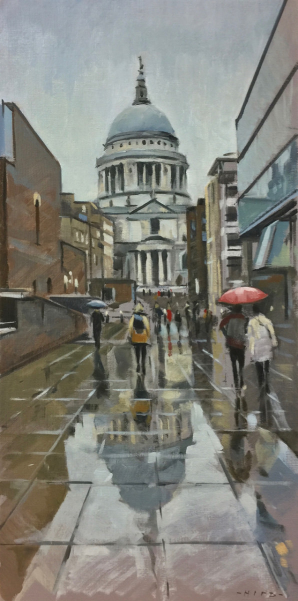 St Paul's from Peter's Hill, wet day by Andrew Hird 