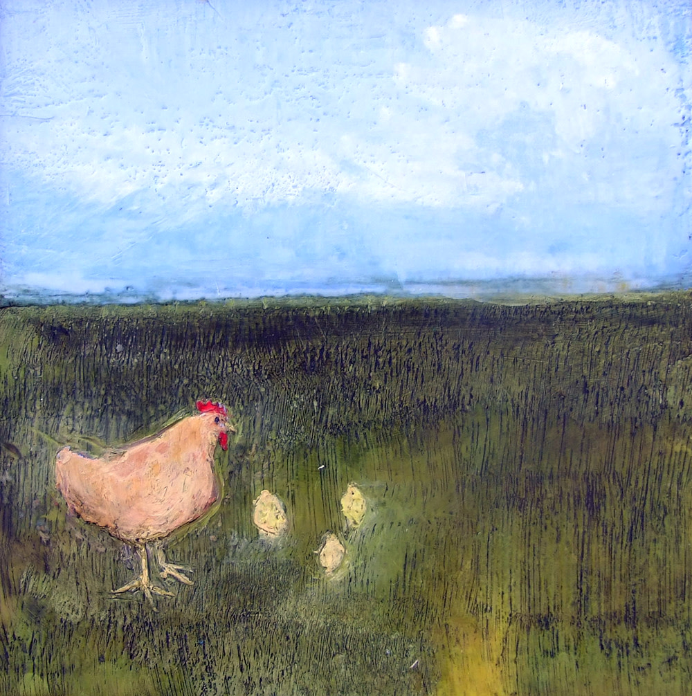 Spring Chickens II by Susan  Wallis 