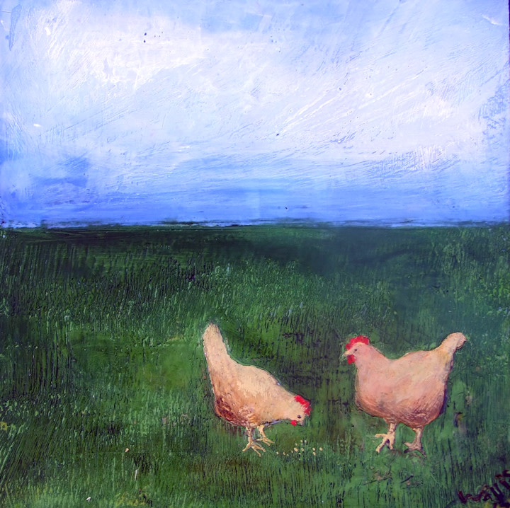Spring Chickens I by Susan  Wallis 