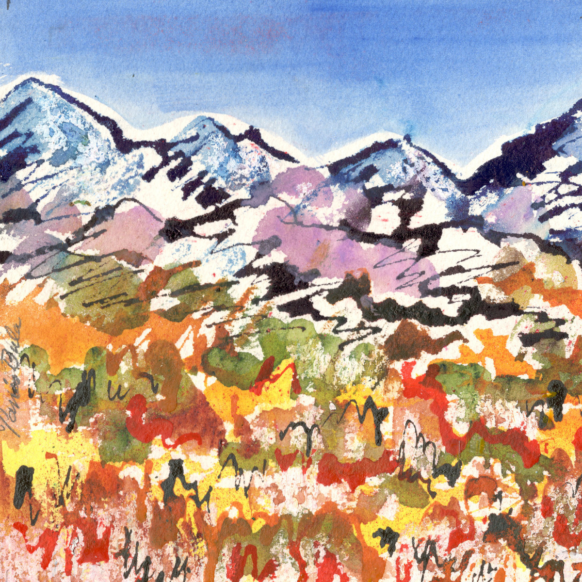 Mountain with Red Yellow Trees by Tanis Bula, Image 1.