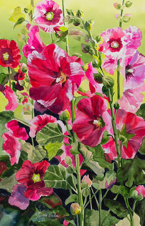 23-01 Hollyhocks by Tanis Bula 