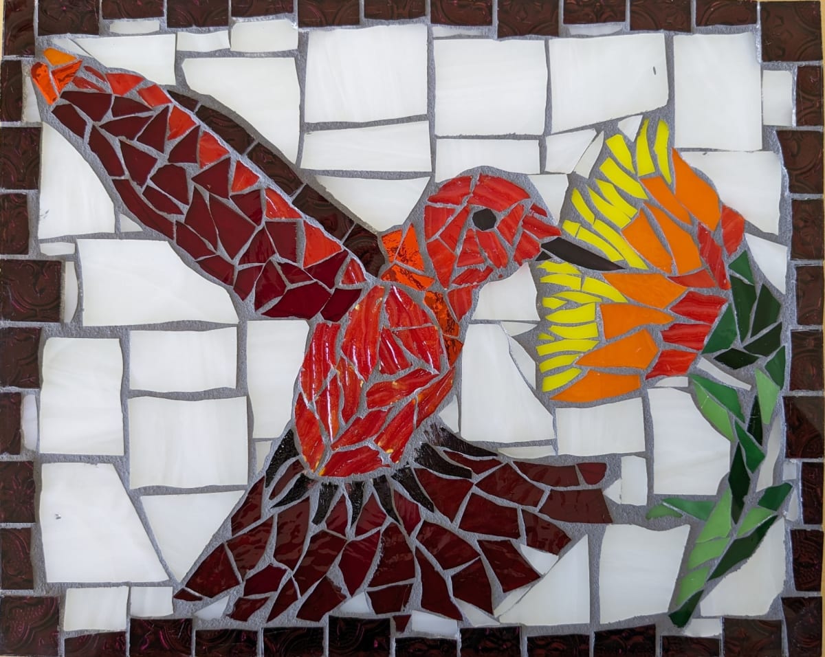 A Hummingbird Named Fiesta by Andrea L Edmundson  Image: A Hummingbird Named Fiesta-finished with gray grout