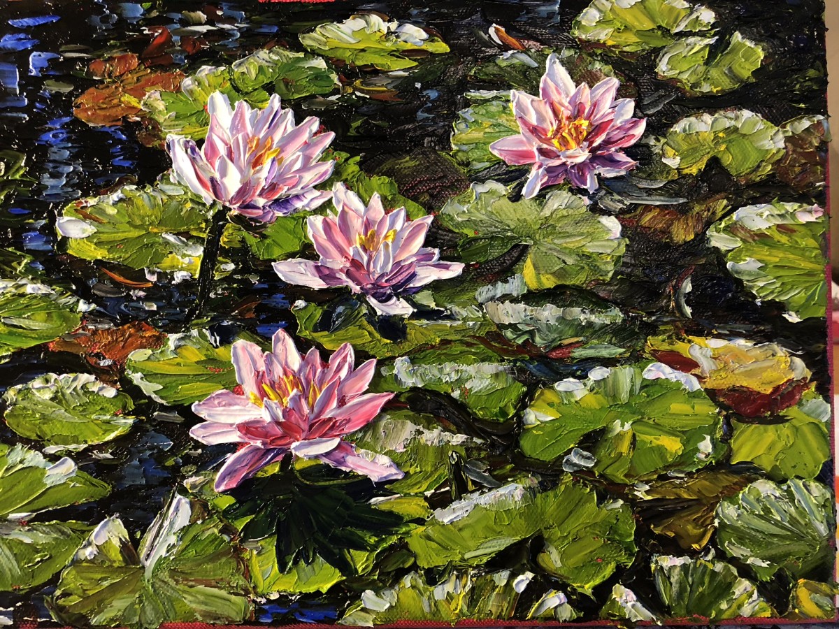 Four Water Lilies by Merrie Taverna 