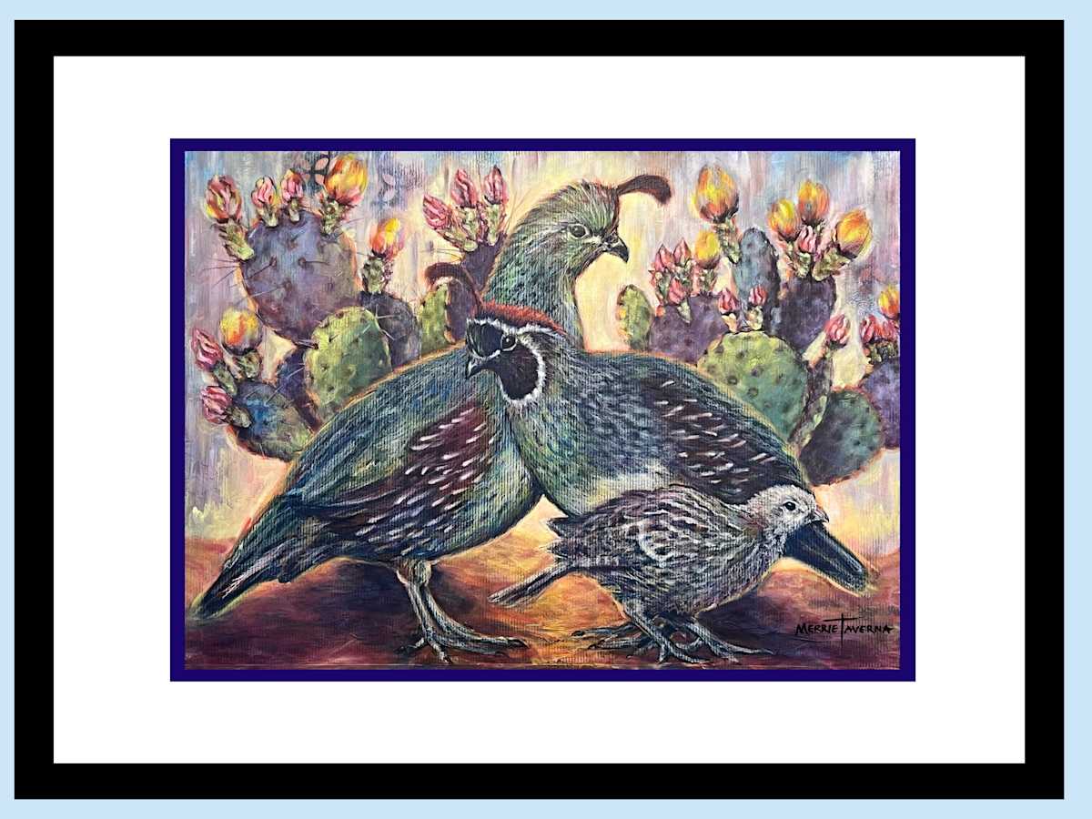Quail Family by Merrie Taverna  Image: Strong bonds of a quail family with chick