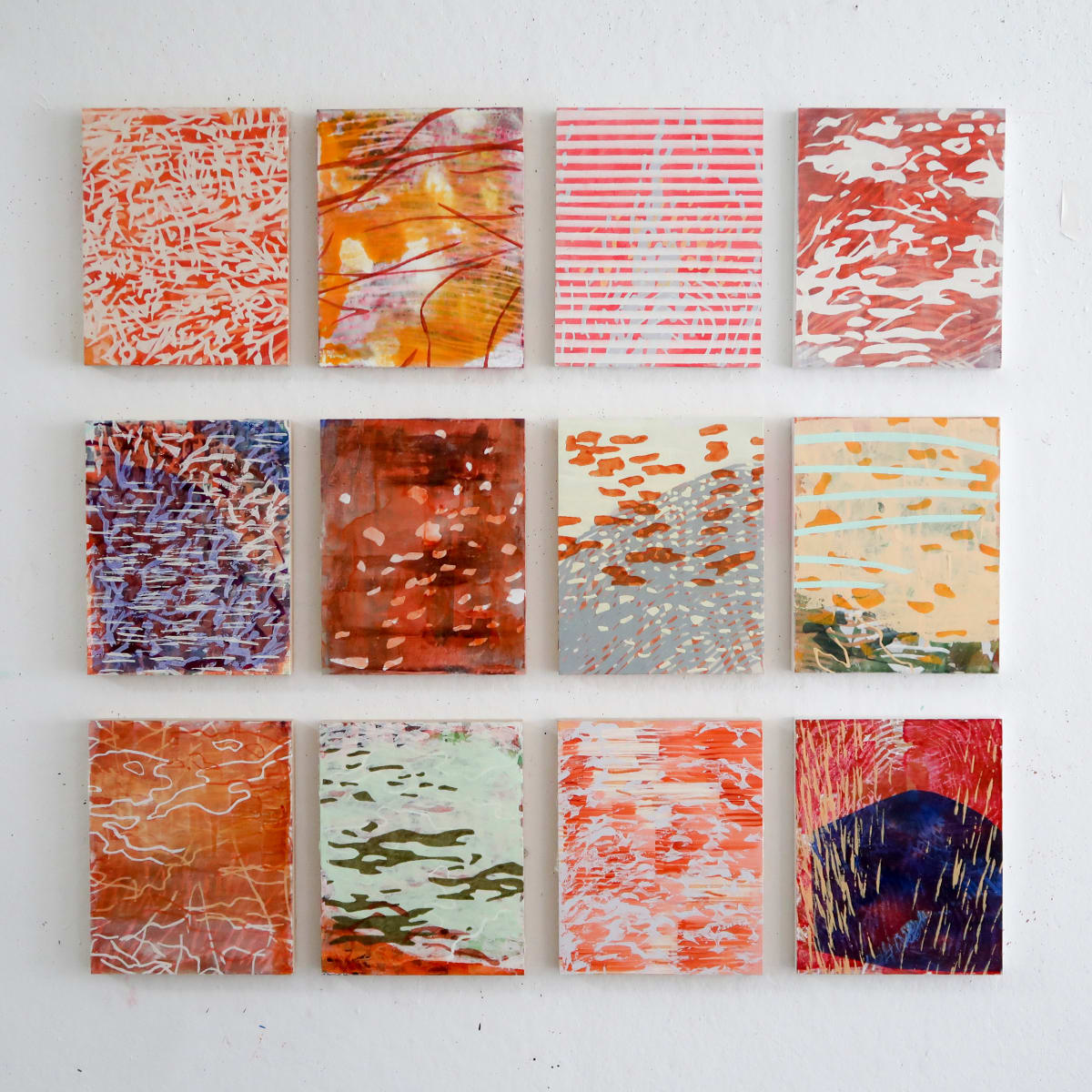 Panels 10x8" red and orange by Laura Fayer 