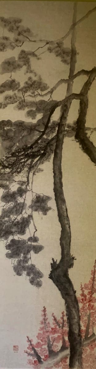 Pušis ir žydinti vyšnia / Pine and blooming cherry by Ina Loreta Savickiene 